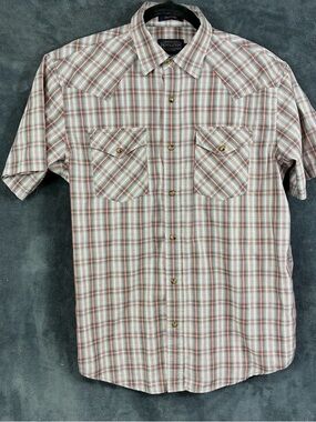 Pendleton Short-Sleeve Plaid Button-Down Shirt in Red, Green, White
